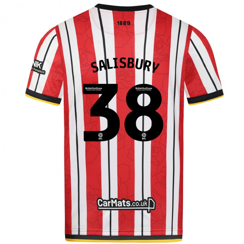 Danxen Kinderen Chloe Salisbury #38 Rood Witte Strepen Thuisshirt Thuistenue 2024/25 T-Shirt