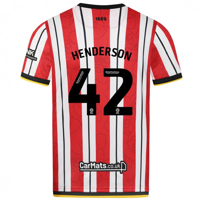 Danxen Kinderen Peyton Henderson #42 Rood Witte Strepen Thuisshirt Thuistenue 2024/25 T-Shirt