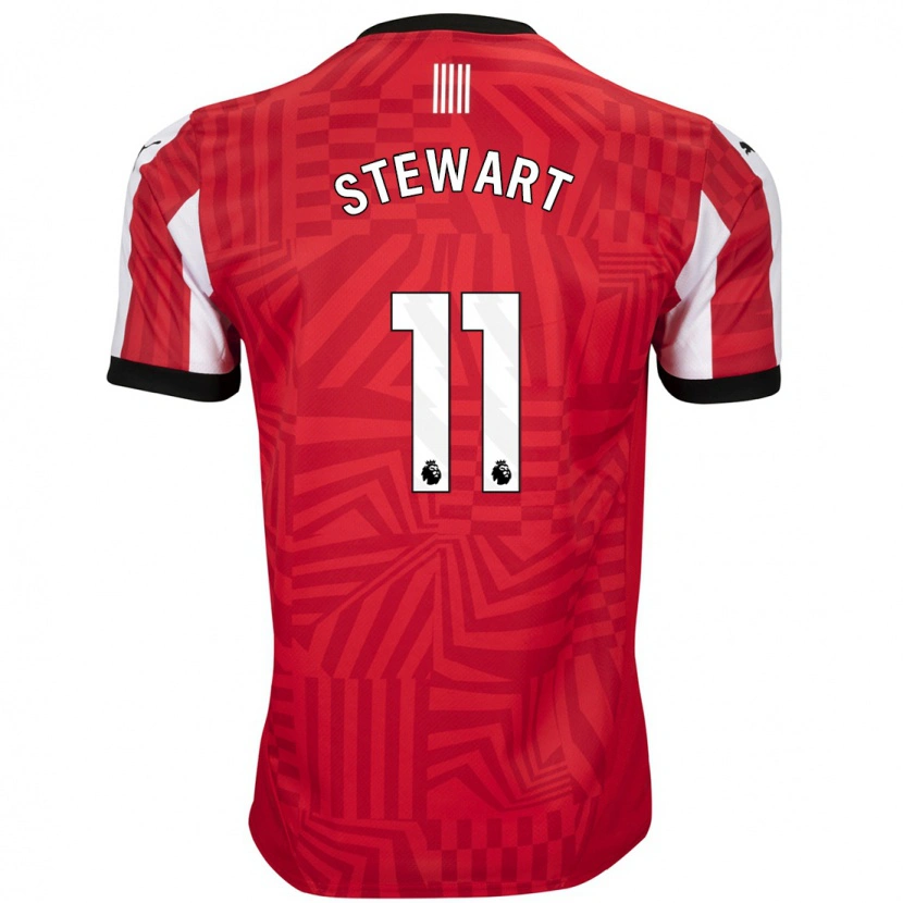 Danxen Kinderen Ross Stewart #11 Rood Wit Thuisshirt Thuistenue 2024/25 T-Shirt