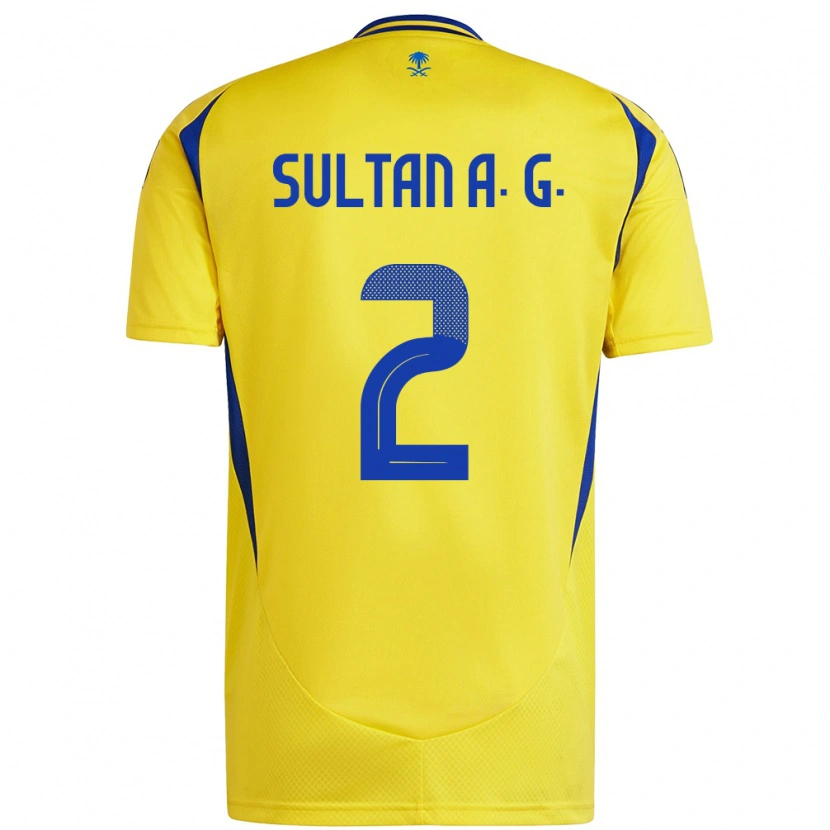 Danxen Kinderen Sultan Al-Ghannam #2 Geel Blauw Thuisshirt Thuistenue 2024/25 T-Shirt