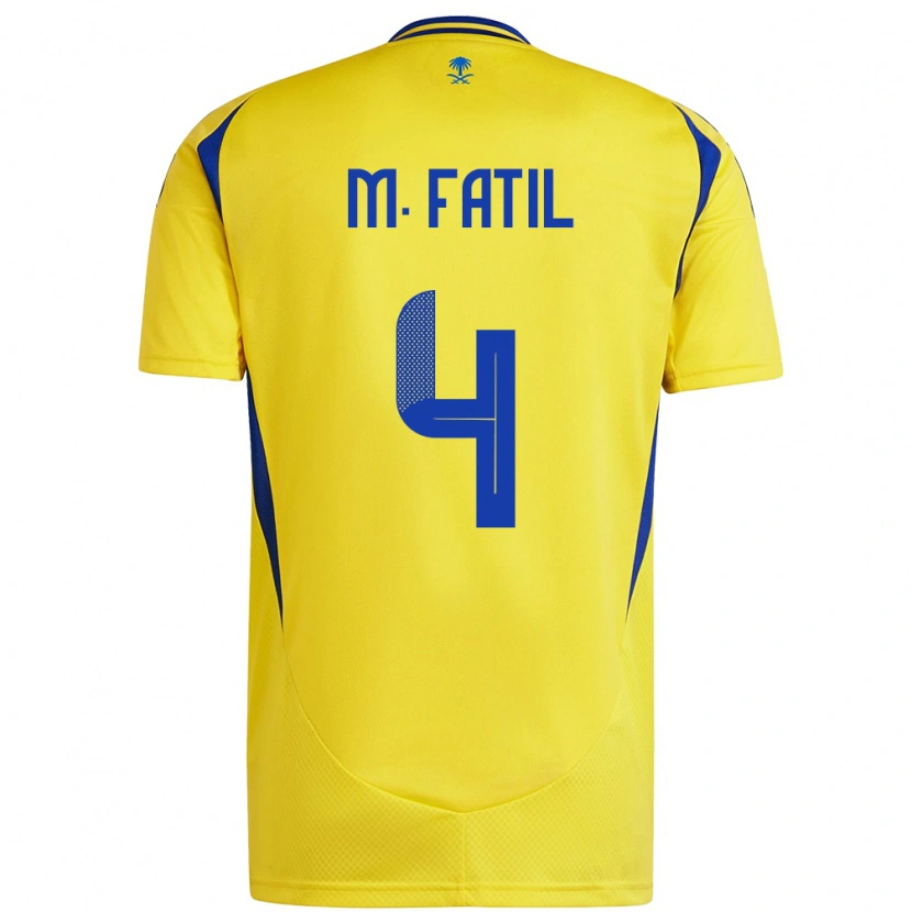 Danxen Kinderen Mohammed Al-Fatil #4 Geel Blauw Thuisshirt Thuistenue 2024/25 T-Shirt