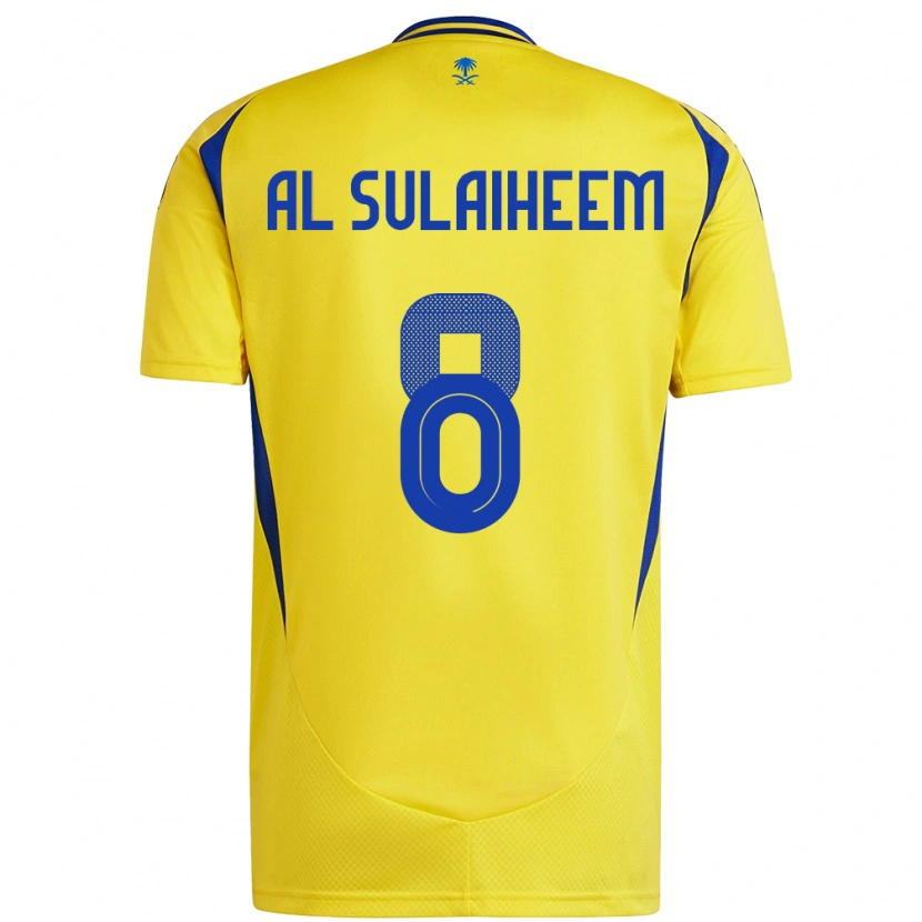 Danxen Kinderen Abdulmajeed Al-Sulayhim #8 Geel Blauw Thuisshirt Thuistenue 2024/25 T-Shirt