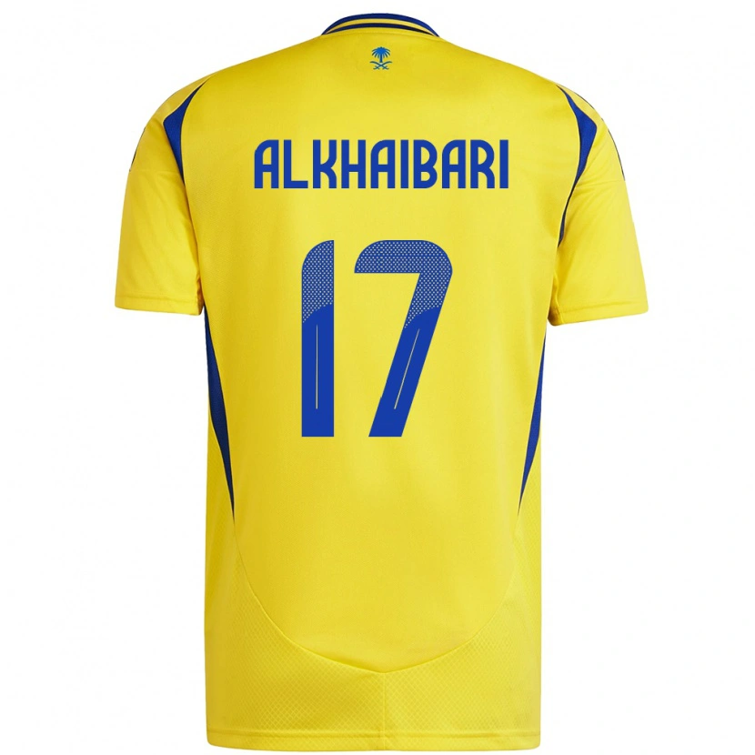 Danxen Kinderen Abdullah Al-Khaibari #17 Geel Blauw Thuisshirt Thuistenue 2024/25 T-Shirt