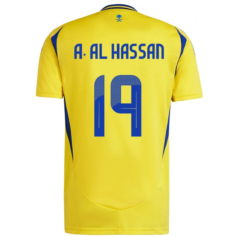 Danxen Kinderen Ali Al-Hassan #19 Geel Blauw Thuisshirt Thuistenue 2024/25 T-Shirt