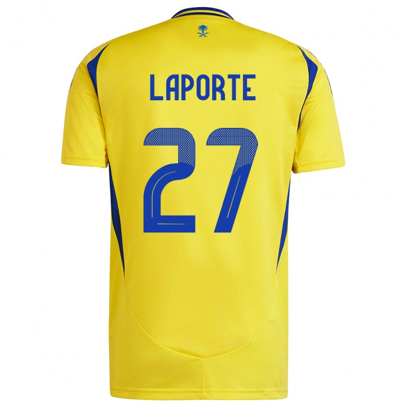 Danxen Kinderen Aymeric Laporte #27 Geel Blauw Thuisshirt Thuistenue 2024/25 T-Shirt