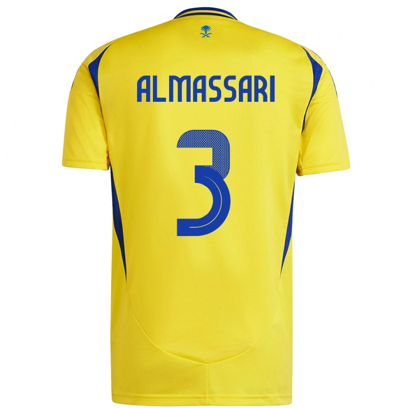 Danxen Kinderen Wadha Almassari #3 Geel Blauw Thuisshirt Thuistenue 2024/25 T-Shirt