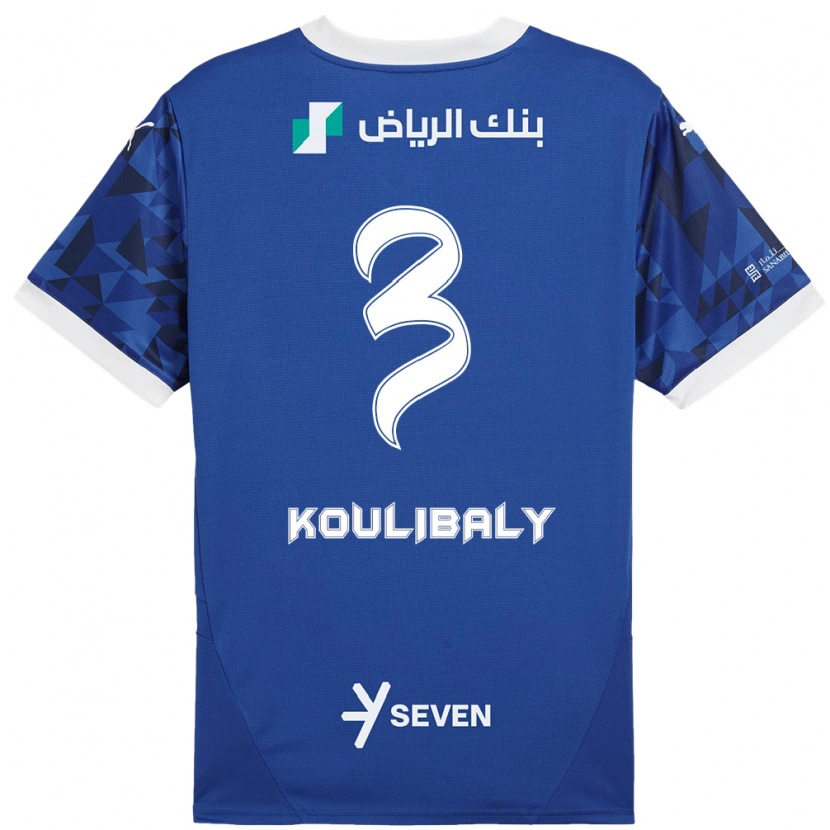 Danxen Kinderen Kalidou Koulibaly #3 Donkerblauw Wit Thuisshirt Thuistenue 2024/25 T-Shirt