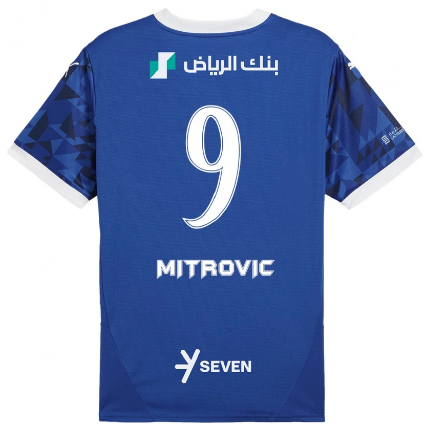 Danxen Kinderen Aleksandar Mitrović #9 Donkerblauw Wit Thuisshirt Thuistenue 2024/25 T-Shirt