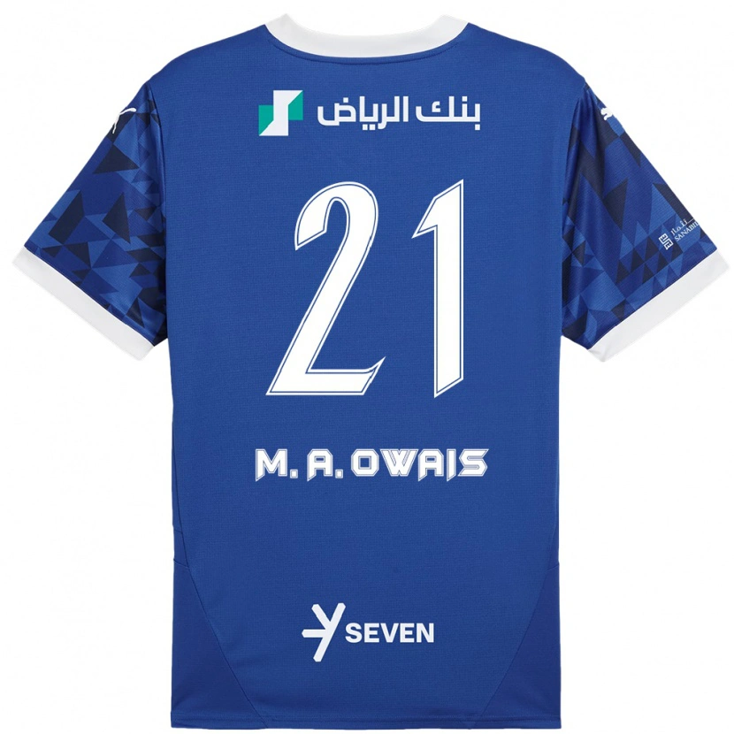 Danxen Kinderen Mohammed Al-Owais #21 Donkerblauw Wit Thuisshirt Thuistenue 2024/25 T-Shirt