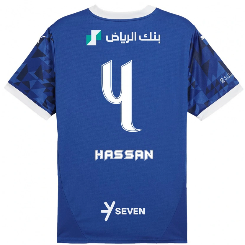 Danxen Kinderen Eman Hassan #4 Donkerblauw Wit Thuisshirt Thuistenue 2024/25 T-Shirt