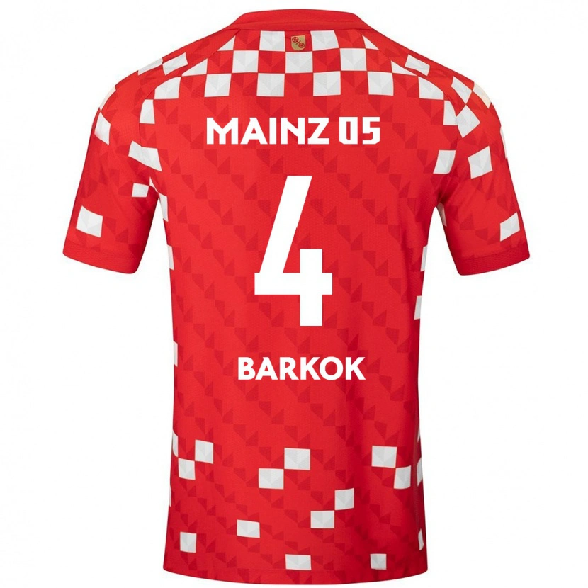 Danxen Kinderen Aymen Barkok #4 Wit Rood Thuisshirt Thuistenue 2024/25 T-Shirt