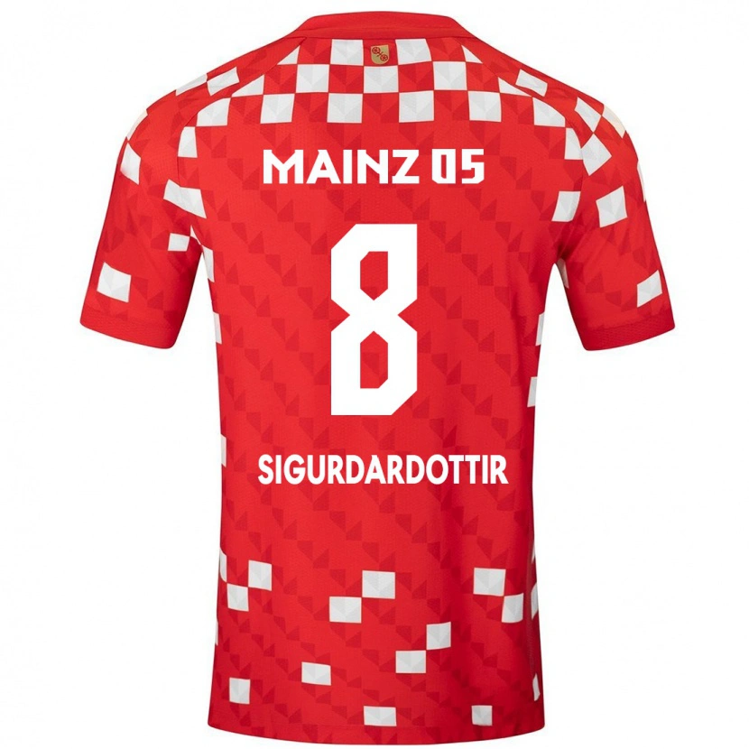 Danxen Kinderen Heiðrún Sigurðardóttir #8 Wit Rood Thuisshirt Thuistenue 2024/25 T-Shirt