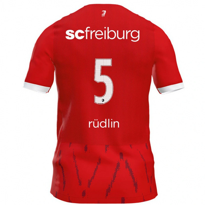 Danxen Kinderen Fabian Rüdlin #5 Rood Thuisshirt Thuistenue 2024/25 T-Shirt