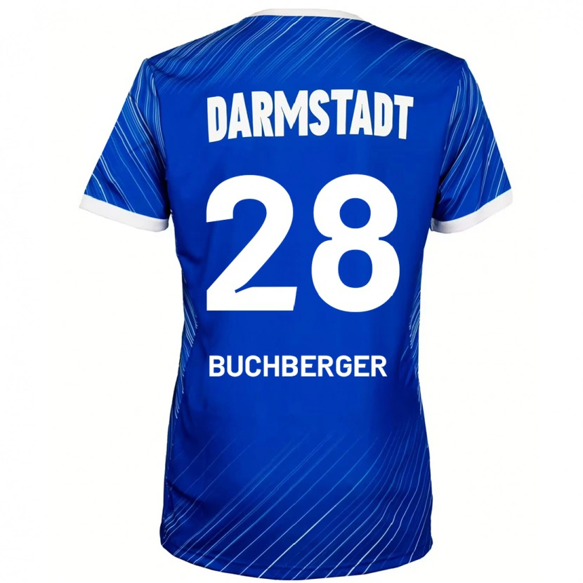 Danxen Kinderen Jonas Buchberger #28 Blauw Wit Thuisshirt Thuistenue 2024/25 T-Shirt