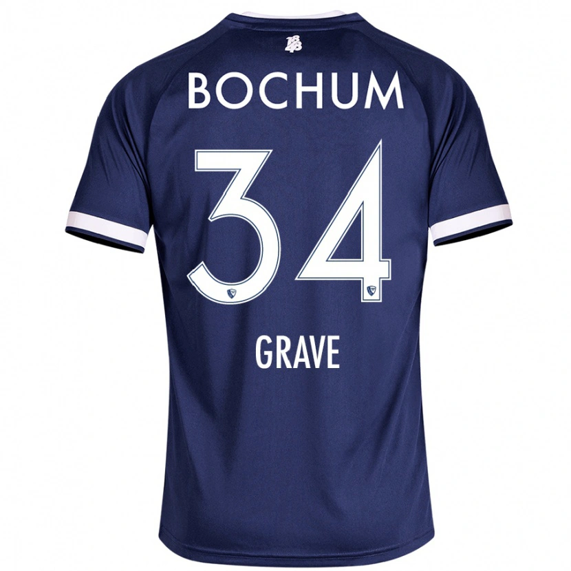 Danxen Kinderen Paul Grave #34 Donkerblauw Thuisshirt Thuistenue 2024/25 T-Shirt