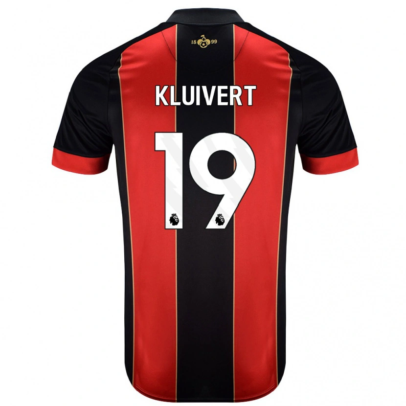 Danxen Kinderen Justin Kluivert #19 Rood Zwart Thuisshirt Thuistenue 2024/25 T-Shirt