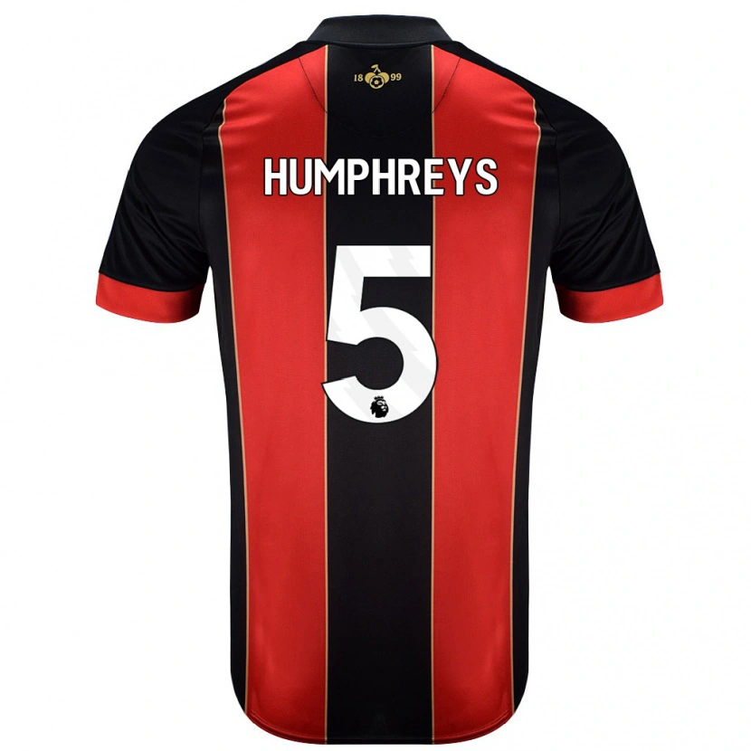 Danxen Kinderen Holly Humphreys #5 Rood Zwart Thuisshirt Thuistenue 2024/25 T-Shirt