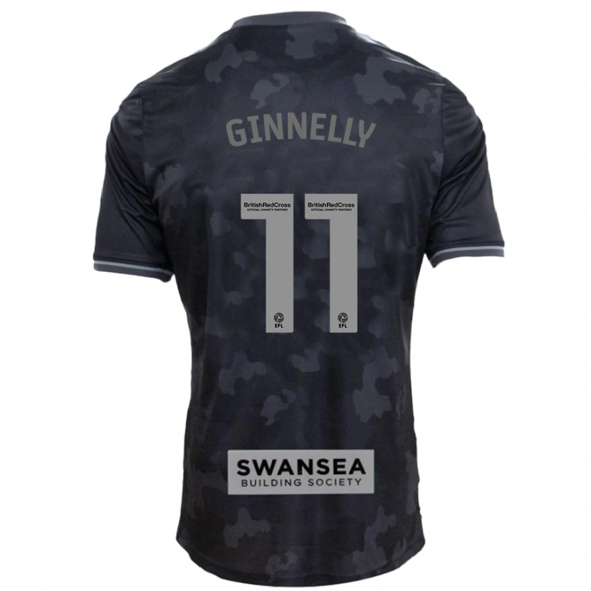 Danxen Kinderen Josh Ginnelly #11 Zwart Uitshirt Uittenue 2024/25 T-Shirt