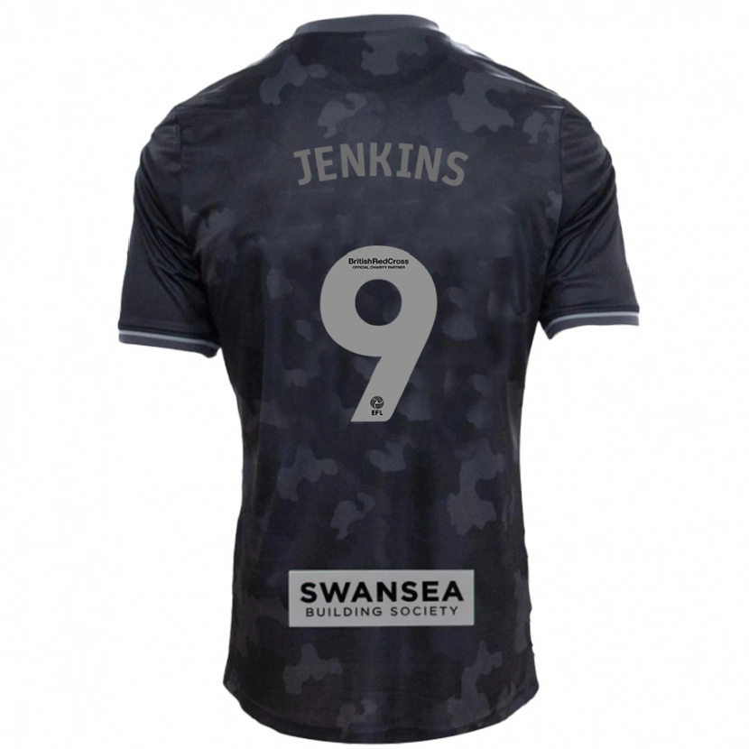 Danxen Kinderen Nieve Jenkins #9 Zwart Uitshirt Uittenue 2024/25 T-Shirt