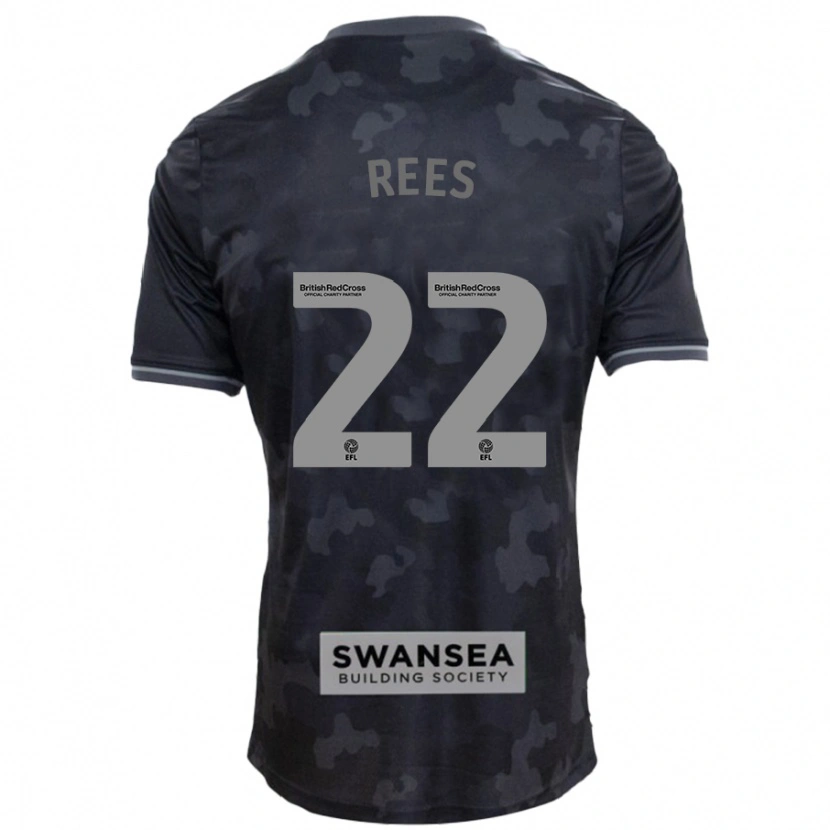 Danxen Kinderen Nia Rees #22 Zwart Uitshirt Uittenue 2024/25 T-Shirt