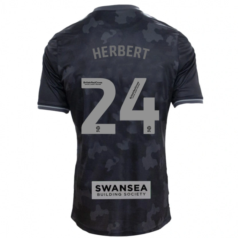 Danxen Kinderen Chelsea Herbert #24 Zwart Uitshirt Uittenue 2024/25 T-Shirt