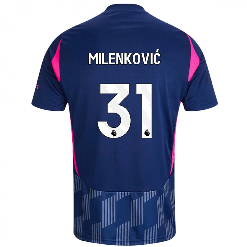 Danxen Kinderen Nikola Milenković #31 Koningsblauw Roze Uitshirt Uittenue 2024/25 T-Shirt