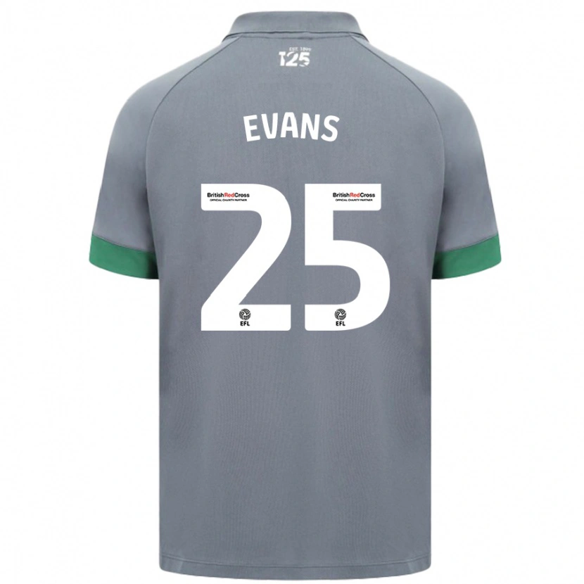 Danxen Kinderen Kieron Evans #25 Donkergrijs Uitshirt Uittenue 2024/25 T-Shirt