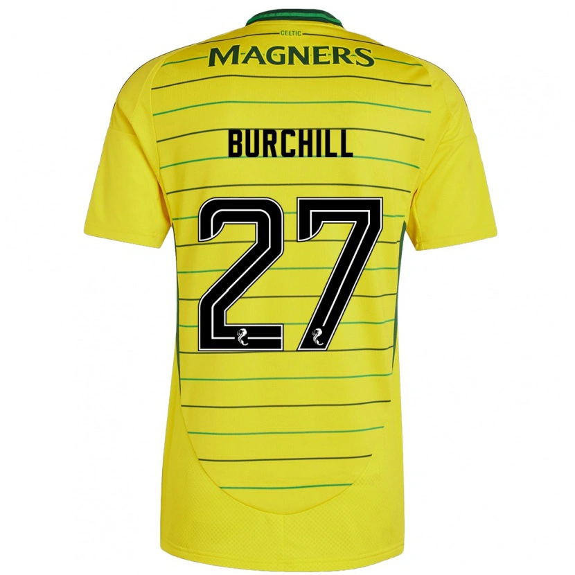 Danxen Kinderen Tiree Burchill #27 Geel Uitshirt Uittenue 2024/25 T-Shirt