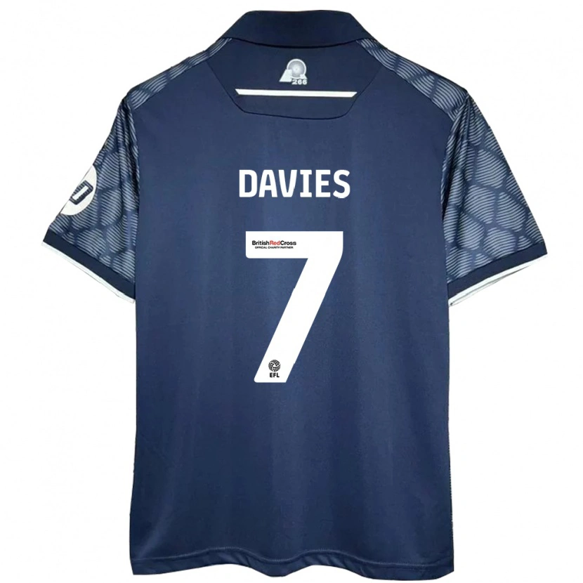 Danxen Kinderen Jordan Davies #7 Zwart Uitshirt Uittenue 2024/25 T-Shirt