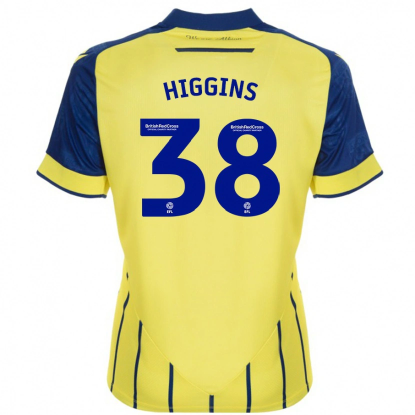 Danxen Kinderen Akeel Higgins #38 Geel Blauw Uitshirt Uittenue 2024/25 T-Shirt