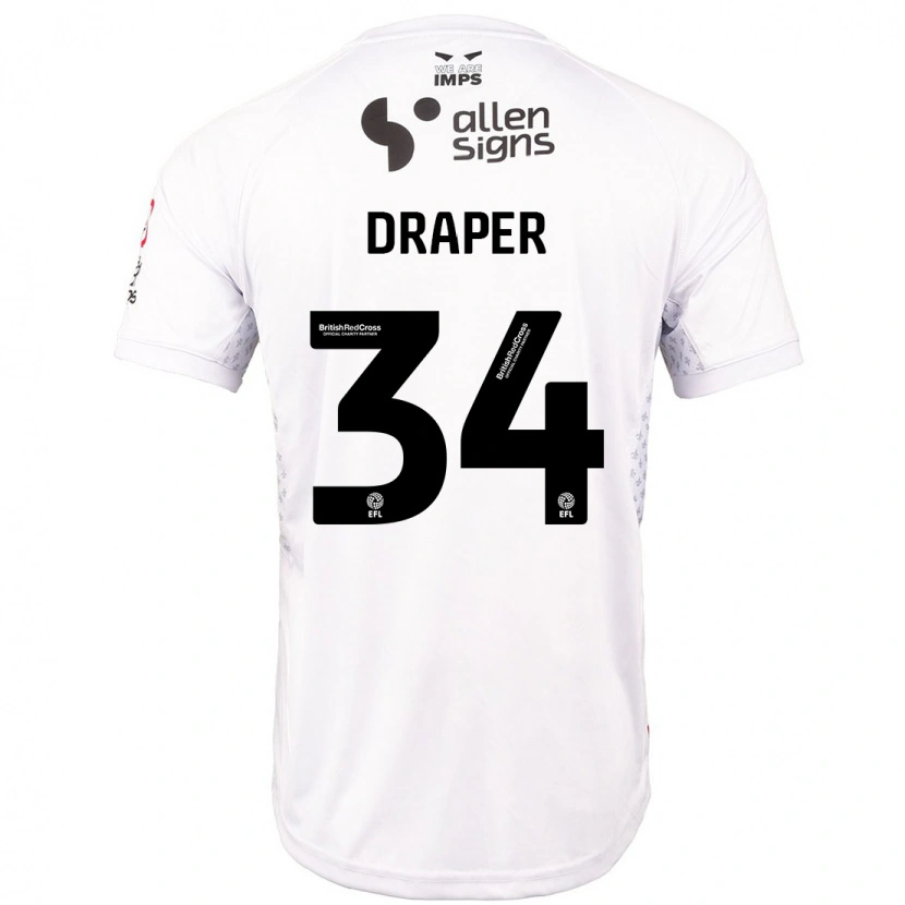 Danxen Kinderen Freddie Draper #34 Rood Wit Uitshirt Uittenue 2024/25 T-Shirt