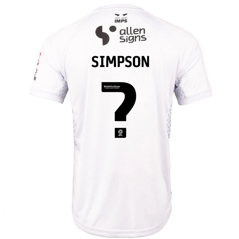 Danxen Kinderen John Simpson #0 Rood Wit Uitshirt Uittenue 2024/25 T-Shirt