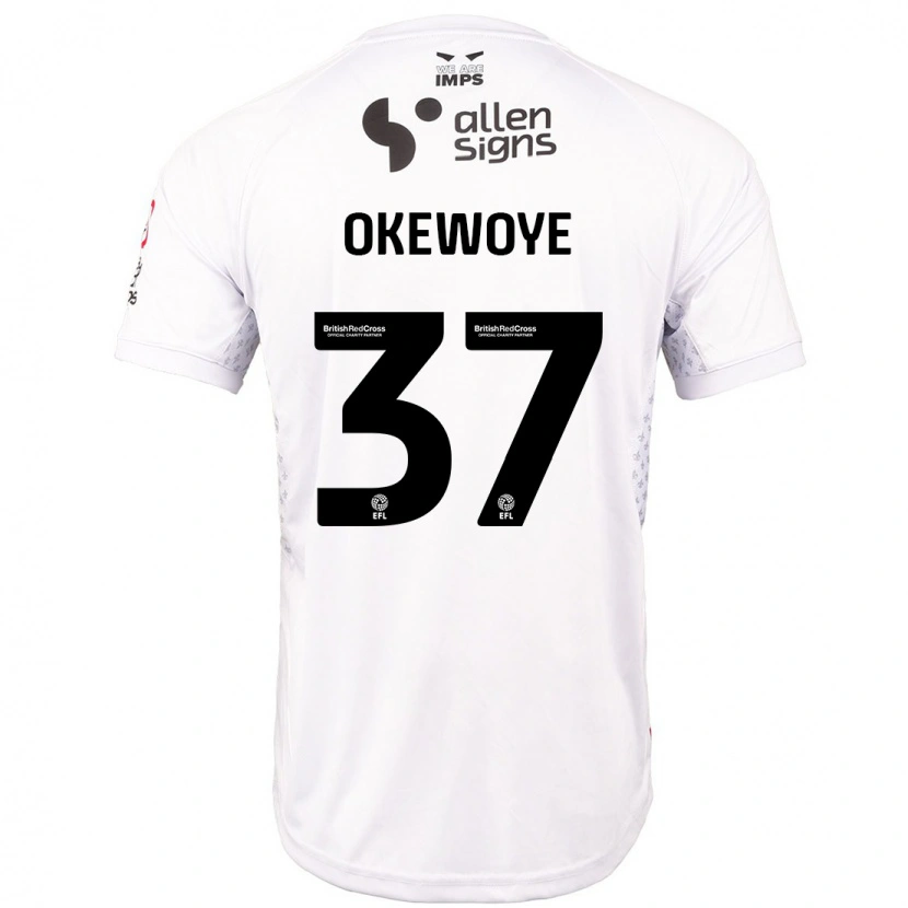 Danxen Kinderen Gbolahan Okewoye #37 Rood Wit Uitshirt Uittenue 2024/25 T-Shirt