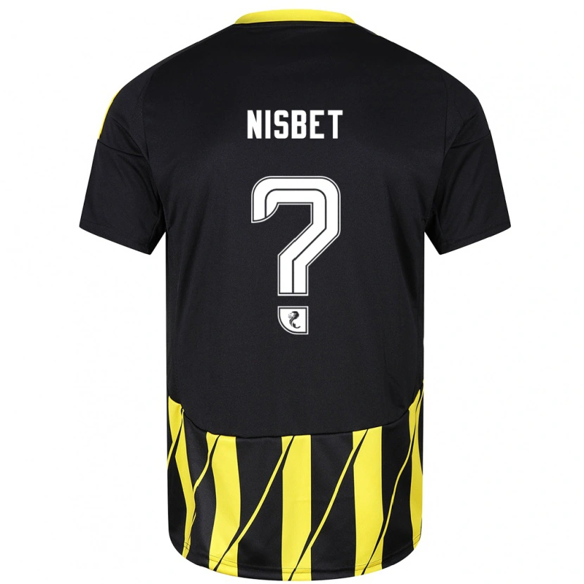 Danxen Kinderen Kevin Nisbet #0 Zwart Geel Uitshirt Uittenue 2024/25 T-Shirt