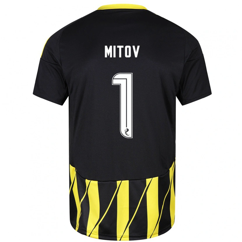 Danxen Kinderen Dimitar Mitov #1 Zwart Geel Uitshirt Uittenue 2024/25 T-Shirt