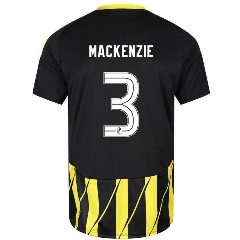 Danxen Kinderen Jack Mackenzie #3 Zwart Geel Uitshirt Uittenue 2024/25 T-Shirt