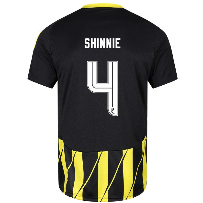 Danxen Kinderen Graeme Shinnie #4 Zwart Geel Uitshirt Uittenue 2024/25 T-Shirt