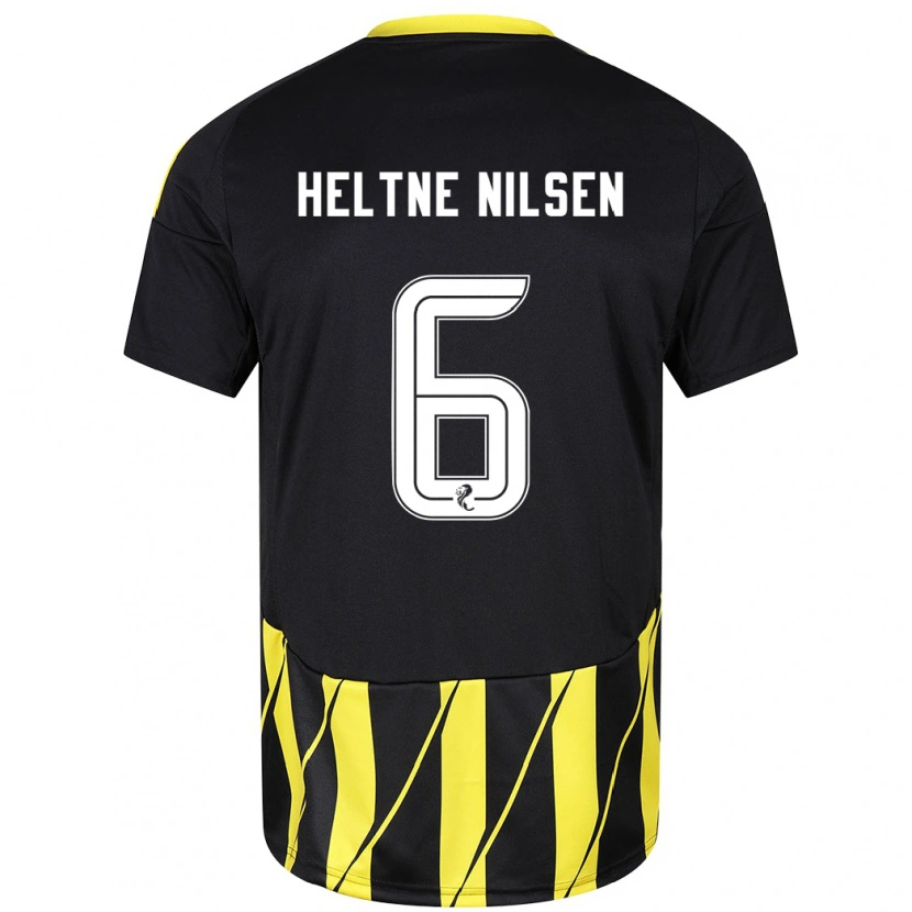 Danxen Kinderen Sivert Heltne Nilsen #6 Zwart Geel Uitshirt Uittenue 2024/25 T-Shirt