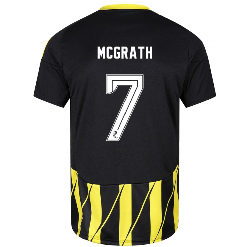 Danxen Kinderen Jamie Mcgrath #7 Zwart Geel Uitshirt Uittenue 2024/25 T-Shirt