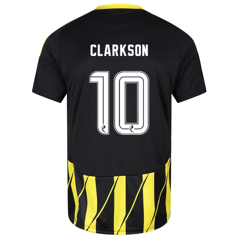 Danxen Kinderen Leighton Clarkson #10 Zwart Geel Uitshirt Uittenue 2024/25 T-Shirt