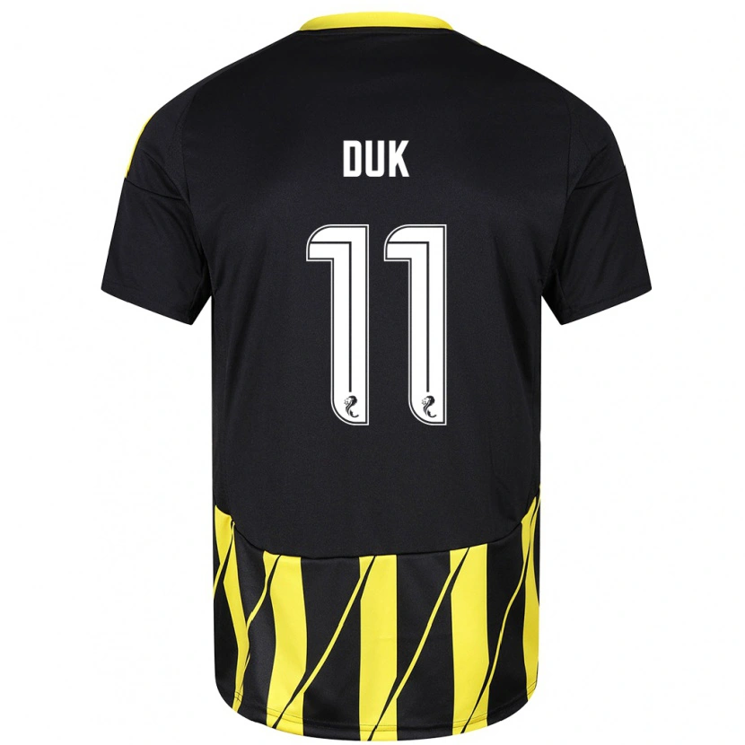 Danxen Kinderen Duk #11 Zwart Geel Uitshirt Uittenue 2024/25 T-Shirt