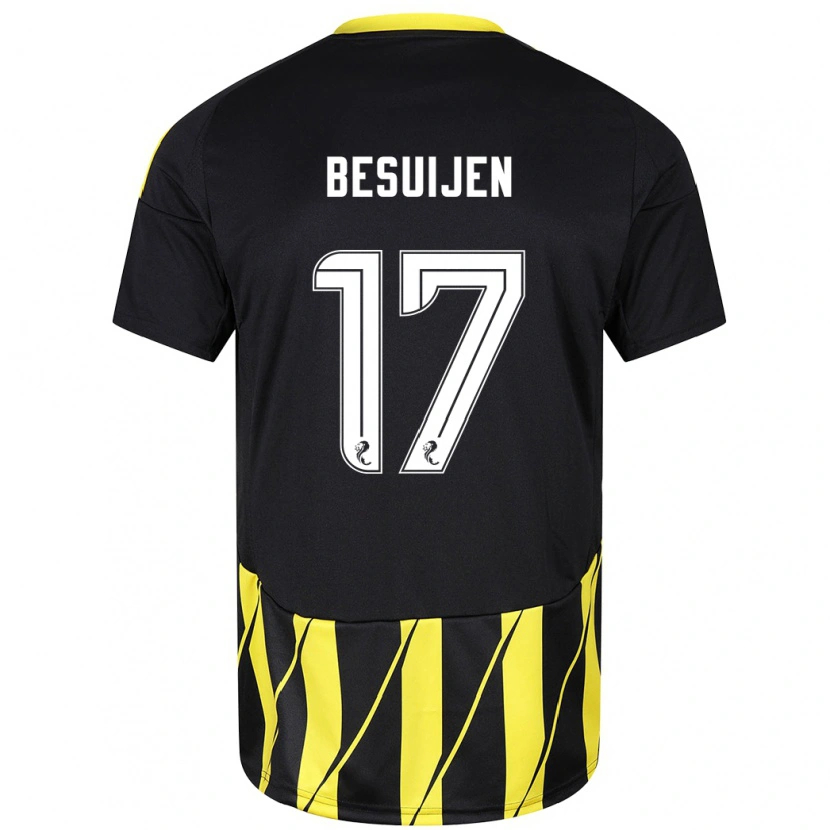 Danxen Kinderen Vicente Besuijen #17 Zwart Geel Uitshirt Uittenue 2024/25 T-Shirt