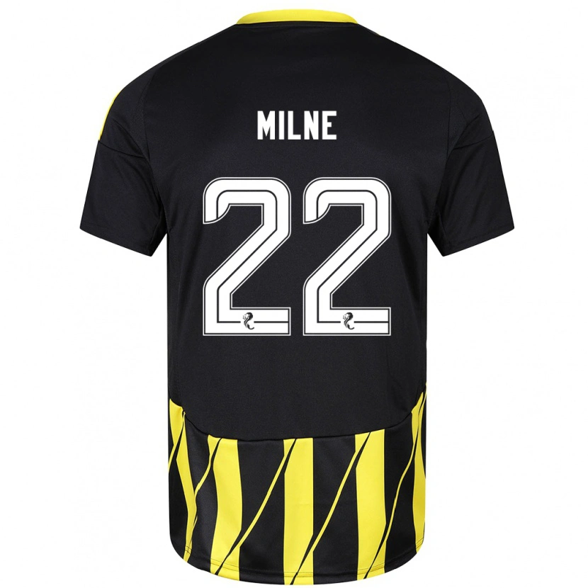 Danxen Kinderen Jack Milne #22 Zwart Geel Uitshirt Uittenue 2024/25 T-Shirt