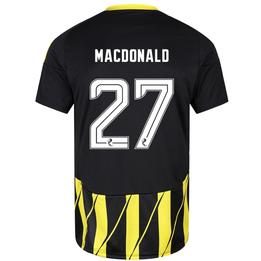 Danxen Kinderen Angus Macdonald #27 Zwart Geel Uitshirt Uittenue 2024/25 T-Shirt