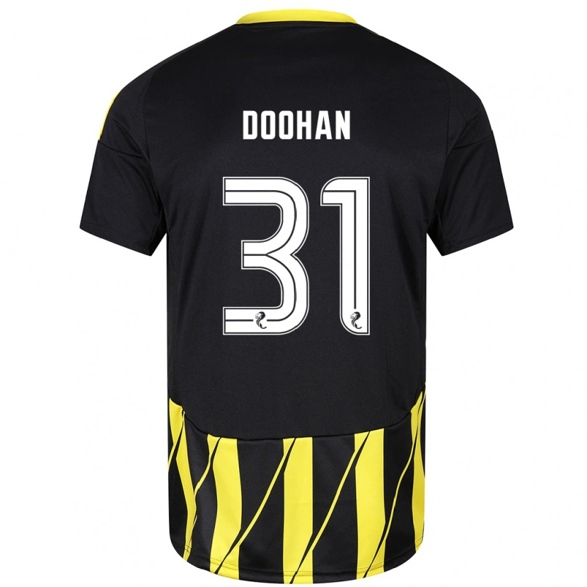 Danxen Kinderen Ross Doohan #31 Zwart Geel Uitshirt Uittenue 2024/25 T-Shirt