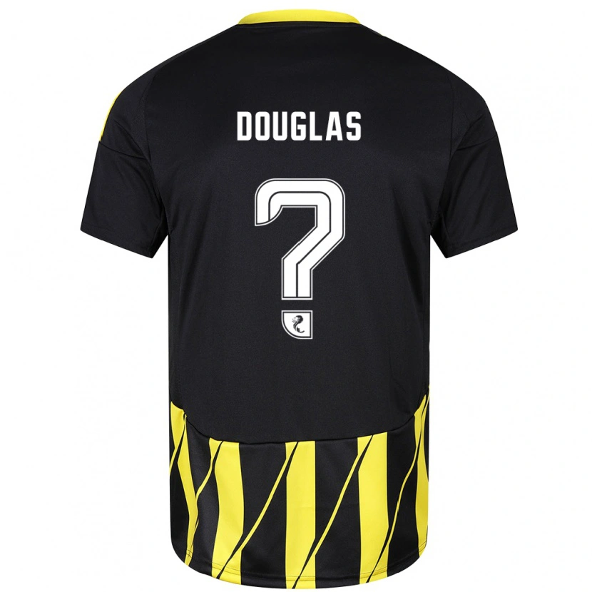 Danxen Kinderen Connor Douglas #0 Zwart Geel Uitshirt Uittenue 2024/25 T-Shirt