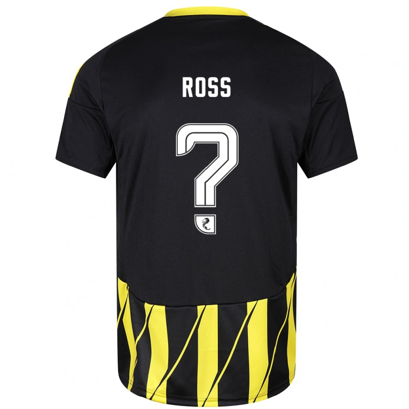 Danxen Kinderen Dylan Ross #0 Zwart Geel Uitshirt Uittenue 2024/25 T-Shirt