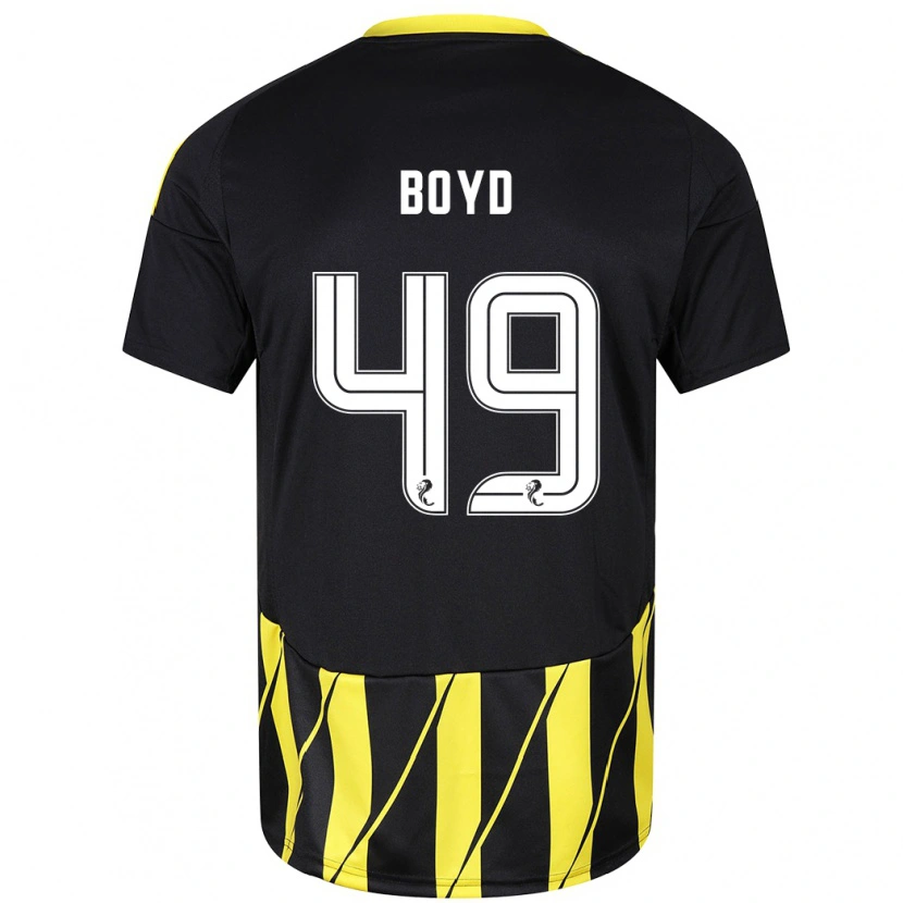 Danxen Kinderen Fletcher Boyd #49 Zwart Geel Uitshirt Uittenue 2024/25 T-Shirt