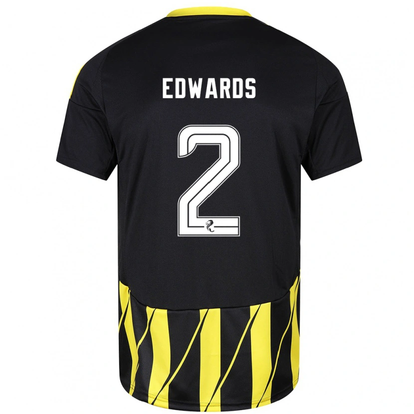 Danxen Kinderen Lois Edwards #2 Zwart Geel Uitshirt Uittenue 2024/25 T-Shirt