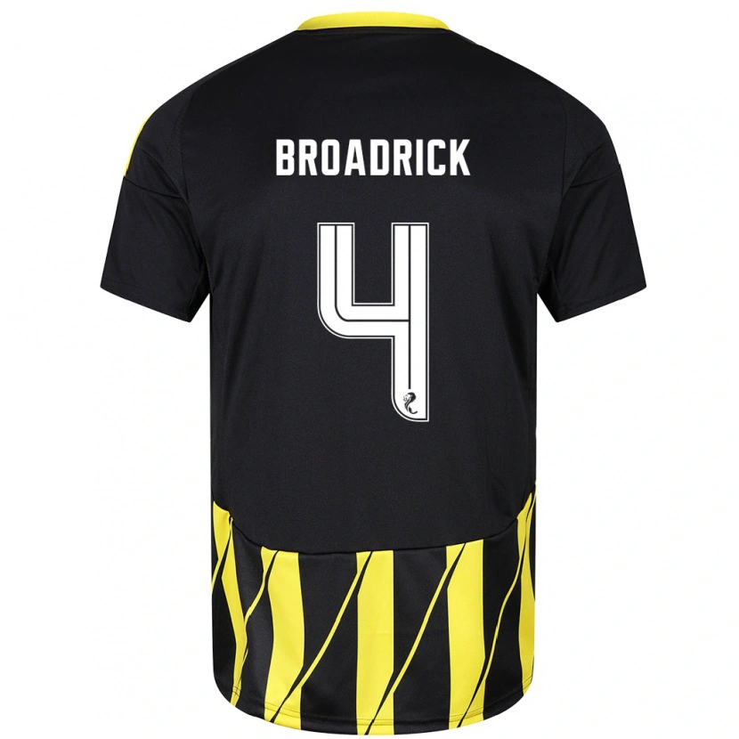 Danxen Kinderen Jessica Broadrick #4 Zwart Geel Uitshirt Uittenue 2024/25 T-Shirt